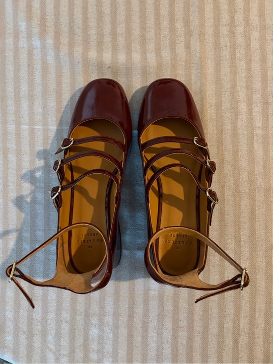 Sezane Shoes - Sezane - Women’s Patent Leather Mahogany Multi-Strap Mary Jane’s